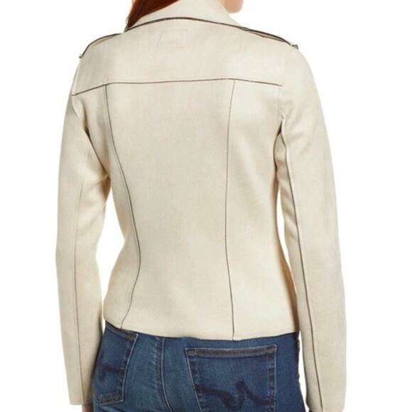 NWT Kut From The Kloth Moto Jacket Faux Suede Womens Sz M Haddie Irish Cream - Picture 3 of 11
